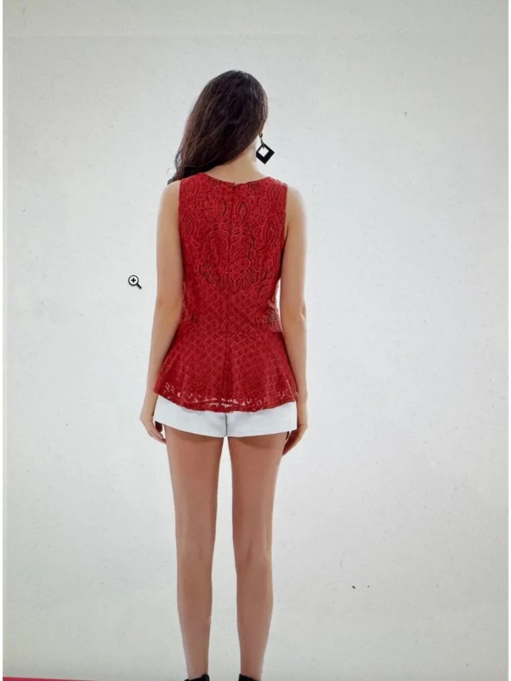 Ultrapink Womens Sleeveless Lace Peplum Top Rust Red Size M - Picture 9 of 9